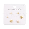 6 Pcs Brass Mirco Pave Clear Cubic Zirconia Ear Studs EJEW-S218-01G-02-1
