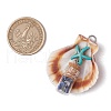 7Pcs 7 Styles Natural Scallop Shell & Dyed Synthetic Turquoise Starfish Pendants PALLOY-JF03564-01-2