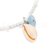 2 Styles Summer Natural Pearl & Round Glass Seed Beaded Stretch Anklets AJEW-AN00670-02-3