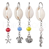 4Pcs 4 Styles Natural Cowrie Shell Pendant Decorations HJEW-JM01777-S-1