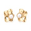 304 Stainless Steel ABS Plastic Imitation Pearl Nuggets Stud Earrings EJEW-N059-01G-1