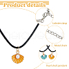 30Pcs 5 Color Zinc Alloy Enamel Shell Shape Pendant Necklaces Set with ABS Plastic Imitation Pearl Beaded NJEW-AB00020-3