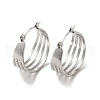 Non-Tarnish 304 Stainless Steel Multi Lines Hoop Earrings for Women EJEW-K243-04P-1