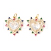 Rack Plating Brass Micro Pave Cubic Zirconia Pendants ZIRC-I057-27G-2