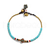 Alloy Rondelle & Dyed Synthetic Turquoise Heishi Braided Beaded Adjustable Anklets for Women FS-WG1CCC6-05-1