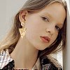 BENECREAT 16Pcs Brass Flat Round Stud Earring Findings KK-BC0013-75-6