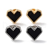 6 Pair 2 Color Heart Acrylic Stud Earrings EJEW-A024-12A-2