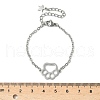 304 Stainless Steel Paw Print Link Bracelets BJEW-F500-02P-5