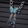 Butterfly Tassel Alloy Indicolite Rhinestone Pendant Necklaces for Women FS-WG6AB0F-01-1