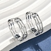 Brass Clear Cubic Zirconia Rectangle Hoop Earrings EJEW-D320-06P-1