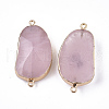 Electroplate Natural Rose Quartz Links Connectors G-S344-70F-01-2