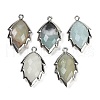 Natural Flower Amazonite Faceted Leaf Pendants G-I375-04P-21-1