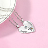 2Pcs Mother's Day Heart Alloy Colorful Rhinestone Mother and Daughter Pendant Necklaces FS-WG01266-05-1