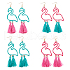 FIBLOOM 4 Pairs 4 Colors Alloy Flamingo Dangle Earrings EJEW-FI0003-20-1