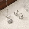 Shell Shape Alloy & Plastic Pearl & Crystal Rhinestone Pendant Necklace & Stud Dangle Earring FS-WG40A88-03-1