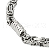 Non-Tarnish Grooved Column 304 Stainless Steel Byzantine Chain Bracelets for Men BJEW-B093-07P-2