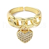 Rack Plating Brass Cubic Zirconia Open Cuff Rings RJEW-K249-22G-2