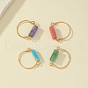 4Pcs Cuboid Alloy with Synthetic Cherry Quartz Glass & Natural Amethyst & Natural Green Aventurine Finger Rings FS-WGC9A40-01-2