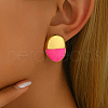 Stainless Steel Enamel Oval Stud Earrings BE6015-3-1