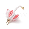 Handmade Umbrella Nylon Wired Glass Seed Beaded Pendants with Glass Pearl Round Bead and Brass Beads PALLOY-MZ00504-01-4