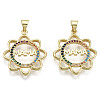 Hollow Brass Micro Pave Colorful Cubic Zirconia Pendants ZIRC-S067-077-NF-1