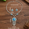 Flower Bohemian Ethnic Style Zinc Alloy & Resin Pendant Necklace & Dangle Earring Sets FS-WGD47C5-01-4