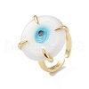 Lampwork Evil Eye Open Cuff Ring RJEW-C051-01G-06-1