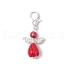 10Pcs Glass Pearl & Resin Flower Rose Angel Pendant Decorations HJEW-JM03121-4
