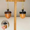 Pine Cone Brass Wood Dangle Earrings FS-WG23AF3-01-2