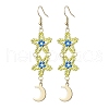 Star Glass Seed Beaded Dangle Earrings for Women EJEW-MZ00206-03-1