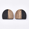 Resin & Walnut Wood Semi Circle Pendants RESI-T035-07A-2