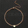 Summer Beach 201 Stainless Steel Cable Chain Heart Link Double Layer Anklets for Women FS-WG8E132-06-2