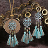 Alloy & Wood Tassel Pendant Necklace & Dangle Earring FS-WGEEC72-03-1