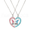 2Pcs Personality Alloy Enamel and Light Rose Rhinestone BFF Heart Pendant Necklaces for Women FS-WGCCF5D-05-2