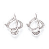 925 Sterling Silver Micro Pave Clear Cubic Zirconia Pendant Claw Cabochon Settings STER-N016-46P-1
