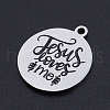 201 Stainless Steel Etched Pendants STAS-N090-JN802-2