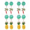 ARRICRAFT 4 Pairs 2 Style Coconut Tree & Pineapple Enamel Dangle Clip-on Earring EJEW-AR0001-08-1