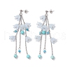 Acrylic Flower Tassel Stud Earrings EJEW-TA00648-02-2