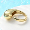 Rack Plating Brass Teardrop Open Cuff Ring for Women RJEW-A016-03G-2