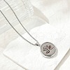316 Surgical Stainless Steel Aromatherapy Diffuser Perfume Hollow Flat Round Pendant Box Chain Necklaces NJEW-R016-01P-02-1