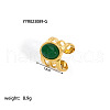 Vintage Adjustable Stainless Steel & Natural Green Stone 3 Line Oval Cuff Rings for Women JA1353-2-1