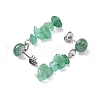 Natural Green Aventurine Dangle Stud Earrings EJEW-JE06371-02-3