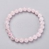 Natural Rose Quartz Stretch Bracelets X-G-N0272-01-6