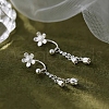 999 Fine Silver Flower Tassel Ear Plug Gauges EJEW-P296-10S-4