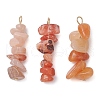Gradient Color Natural Red Aventurine & Natural Sunstone & Natural Topaz Jade Chip Beaded Pendants PALLOY-JF02795-09-1