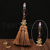Wood Witch Broom with Synthetic Quartz Pendant Decorations AUTO-PW0001-15C-1