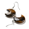 Natural Tiger Eye Crescent Moon Dangle Earrings EJEW-P241-01P-01-2