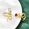 316 Stainless Steel with Natural Mixed Gemstone Cuff Rings RJEW-Z098-01G-07-3