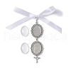 Tibetan Style Alloy & Glass Oval Photo Bouquet Hanging Ornaments HJEW-JM01353-3