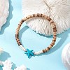 2Pcs Starfish & Tortoise Natural Coconut with Synthetic Turquoise Beads Stretch Bracelets for Men Women BJEW-JB11739-3